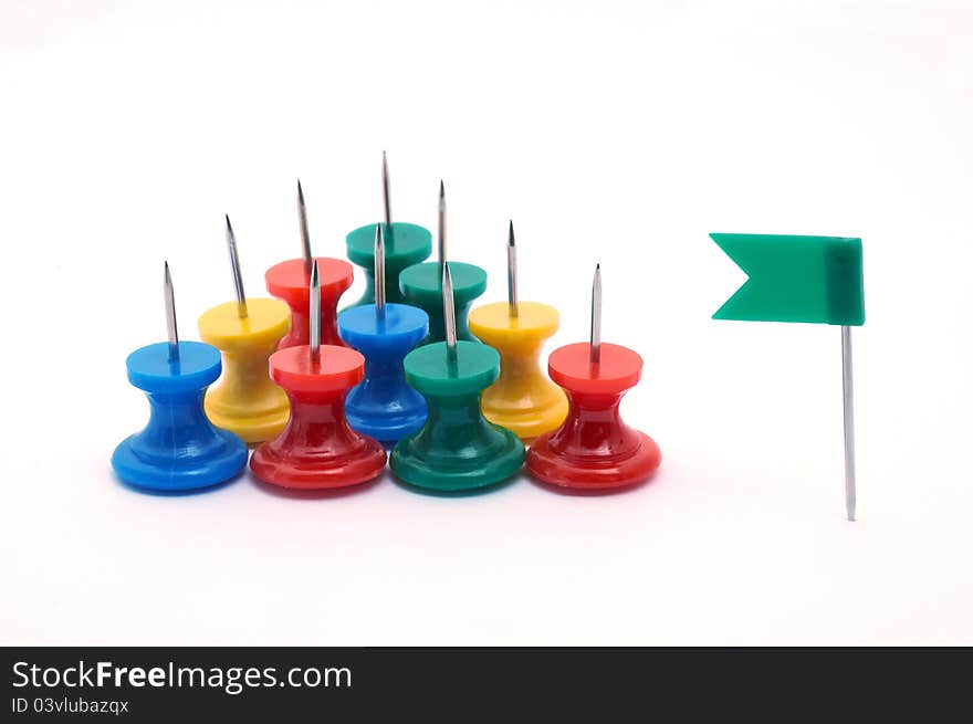 Buttons with leader button flag on white background