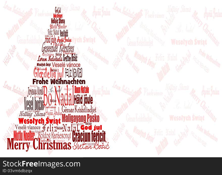 Unusual christmas tree with signs of world languages