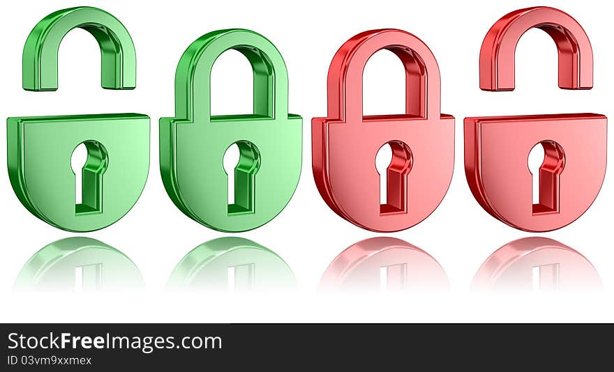 Padlock Icons With Partial Reflections