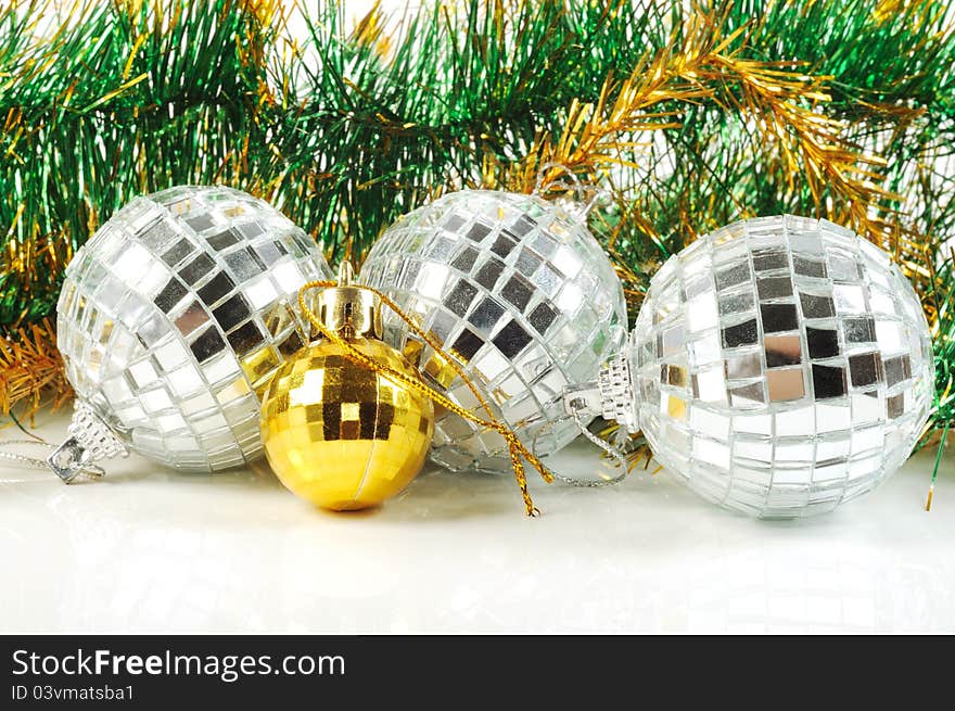 Christmas decorative balls from small mirrors and decoration. Christmas decorative balls from small mirrors and decoration