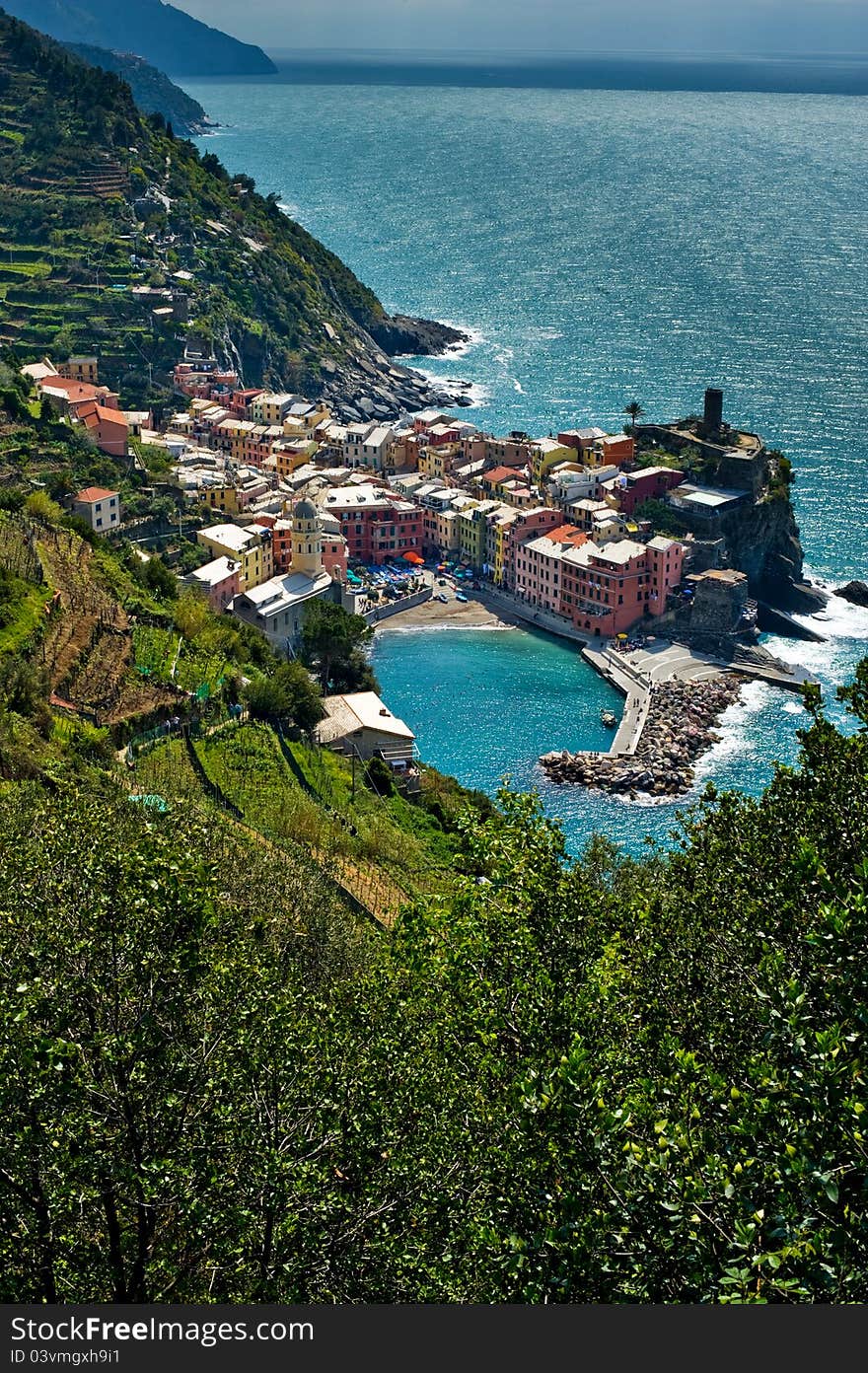 View from above of Vernazza village, Cinque Terre, Italy. View from above of Vernazza village, Cinque Terre, Italy.