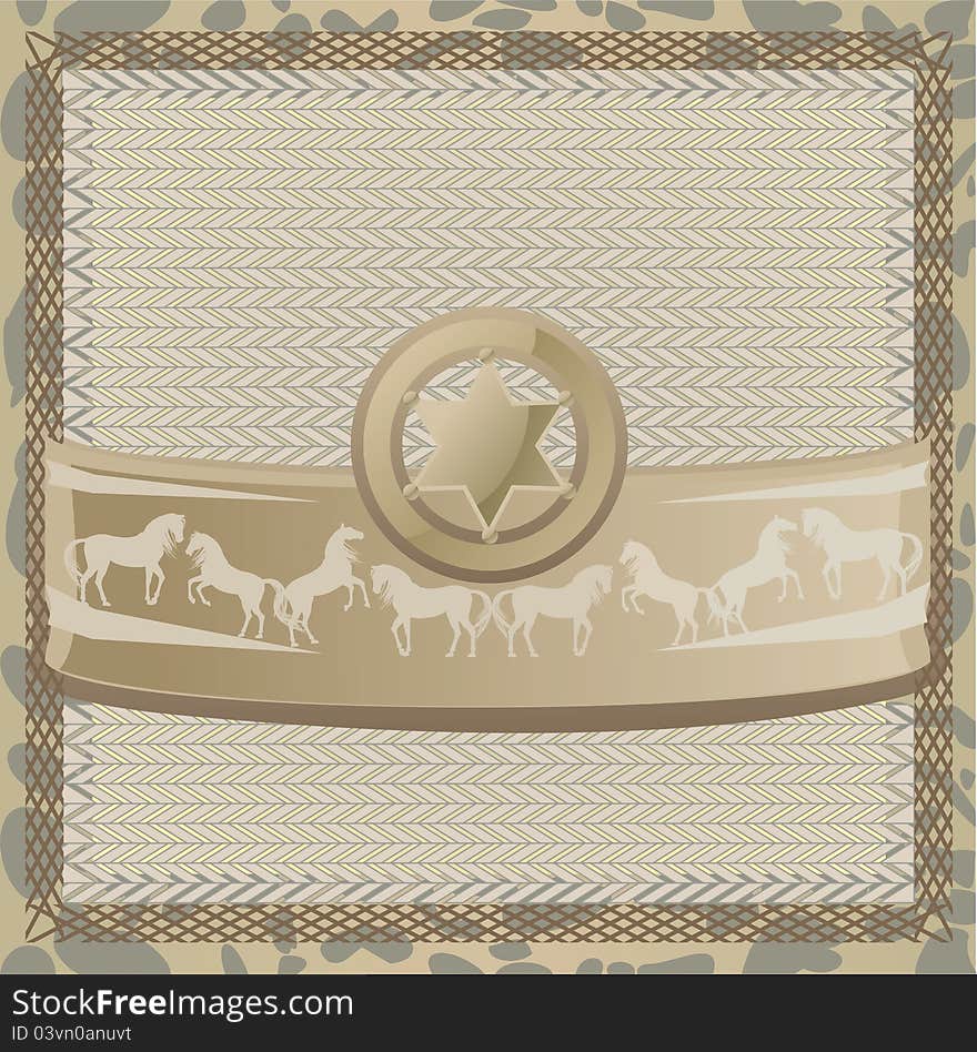 Sheriff star, horse pattern, background