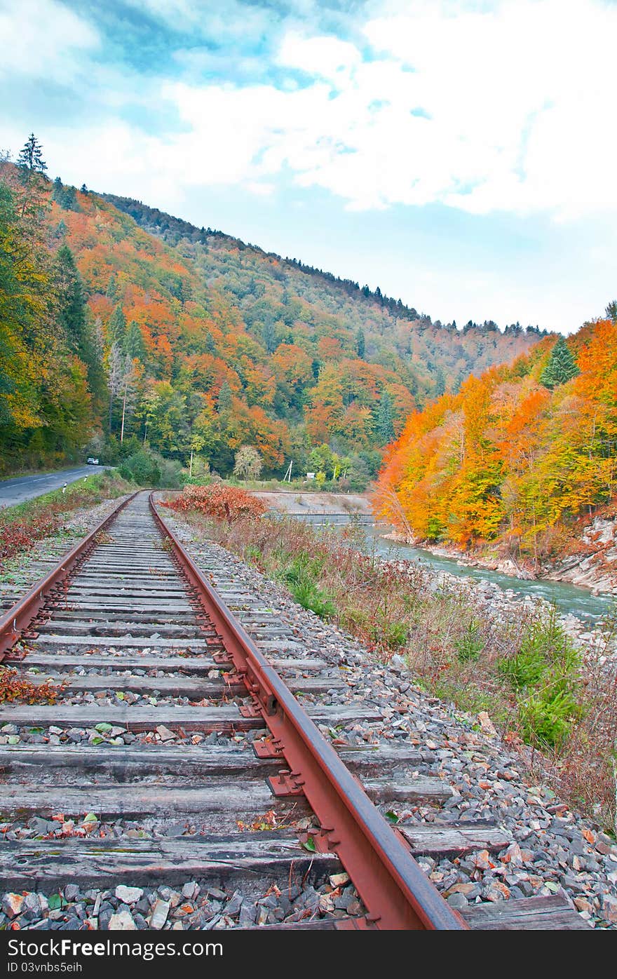 Rails along the mountain river