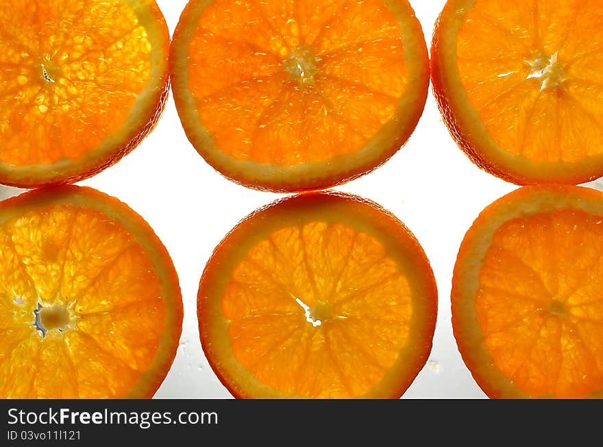 Oranges sliced ready for juicing