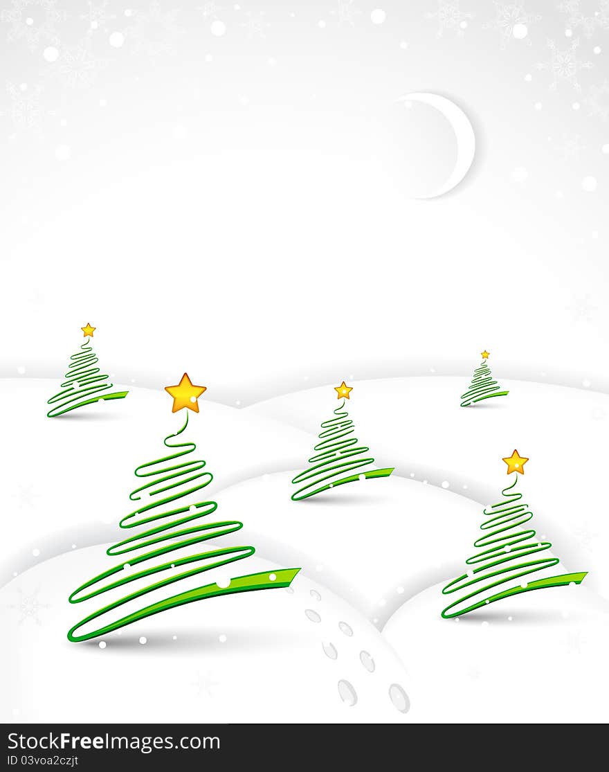 Christmas illustration with abstract Christmas trees