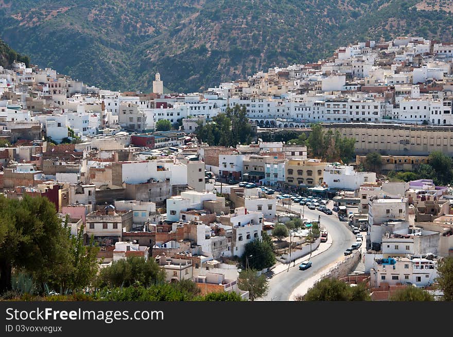 Moulay Idriss town in northern Morocco, named after Moulay Idriss I, the founder of the Idrisid Dynasty.
It is a famous pilgrimage site for muslims. It is said that 5 pilgrimages to Moulay Idriss equal one to Mekka. Moulay Idriss town in northern Morocco, named after Moulay Idriss I, the founder of the Idrisid Dynasty.
It is a famous pilgrimage site for muslims. It is said that 5 pilgrimages to Moulay Idriss equal one to Mekka.