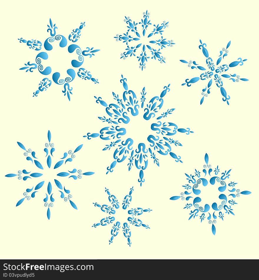 Set Of Vector Snowflakes