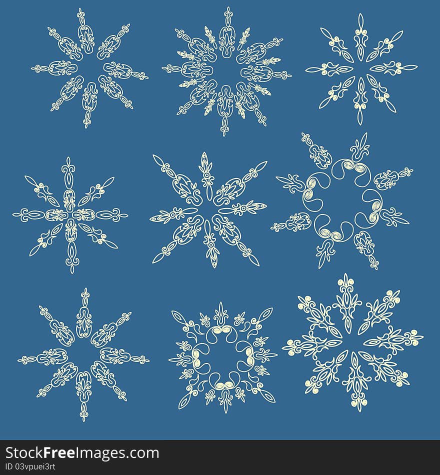 Set of vector snowflakes