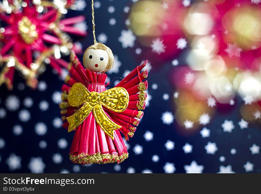 Christmas decoration with angel and stars