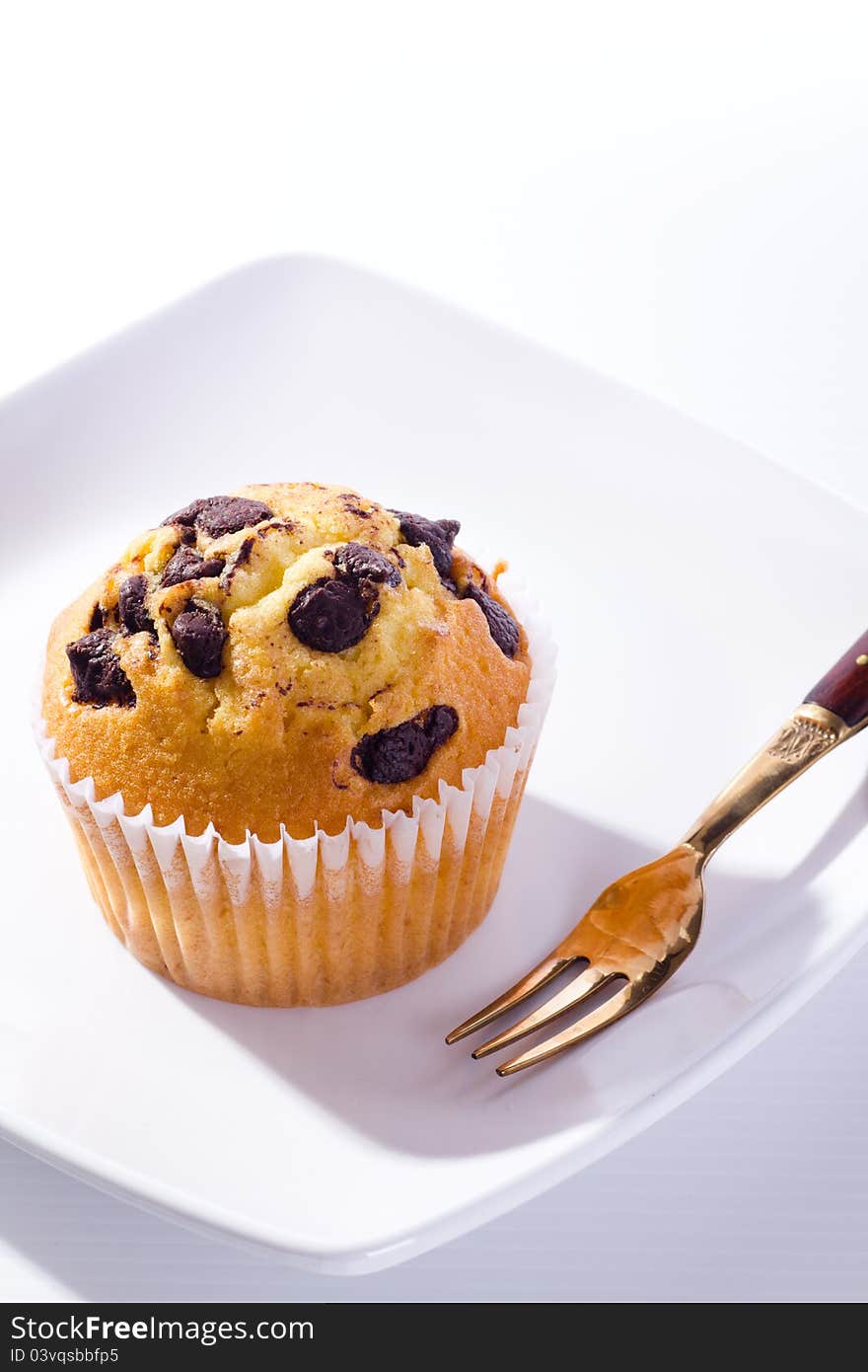 Muffin with chocolate chip on top