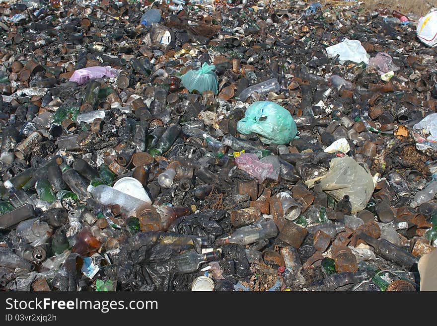 Pollution - a huge pile of garbage. Pollution - a huge pile of garbage