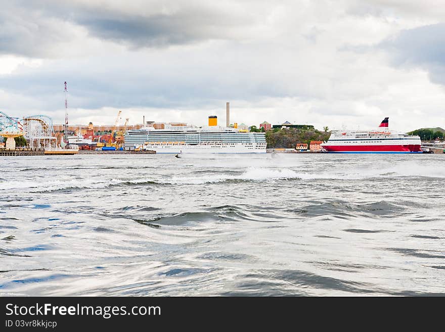 Sea terminal of cruise liner in Stockholm