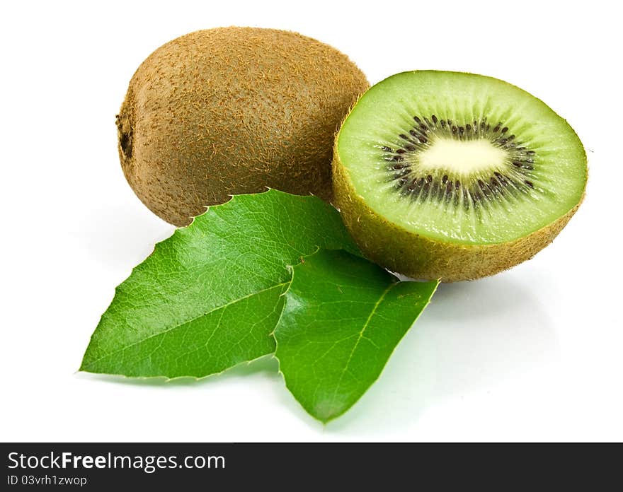 Kiwi fruit on a white background