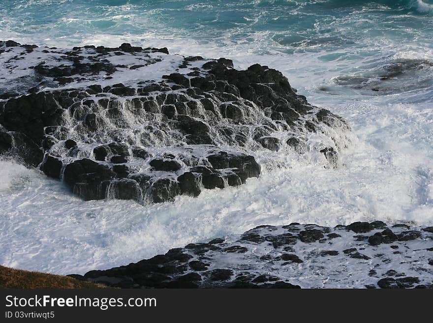 Black Rock in Sea Wave, Melbourne, Australia