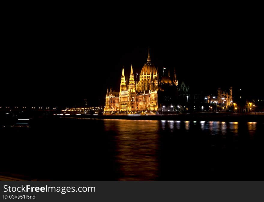 Parliament building in Budapest.Night shooting