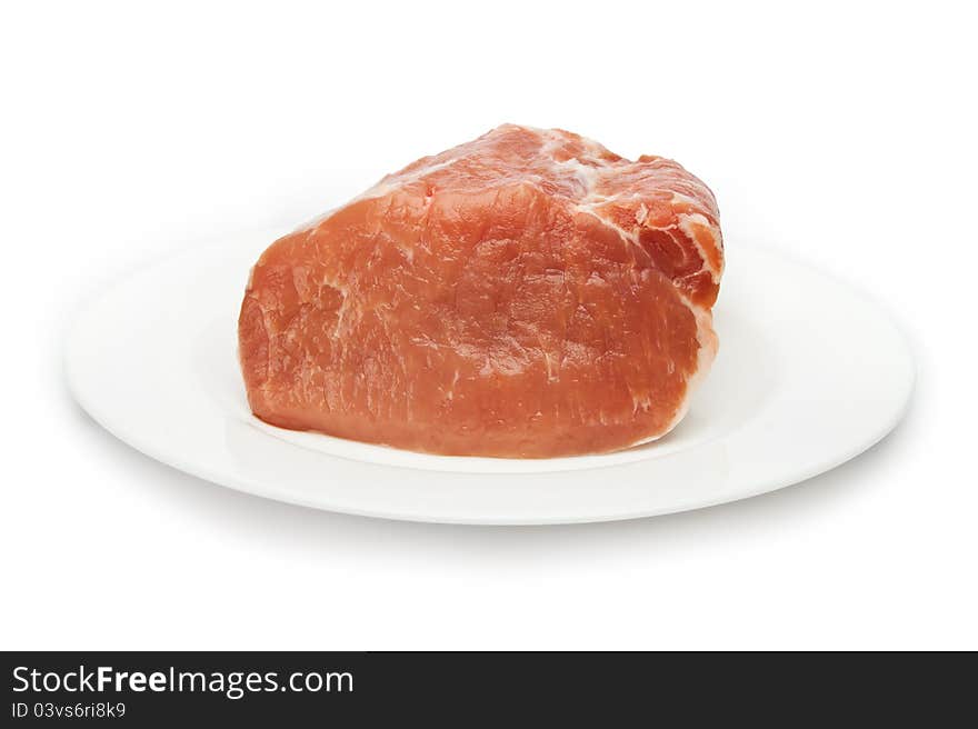 Fresh raw pork steak meat on plate