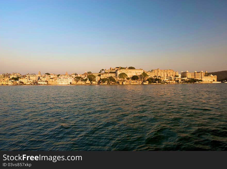 City Palace under sunset,Udaipur.India. City Palace under sunset,Udaipur.India.