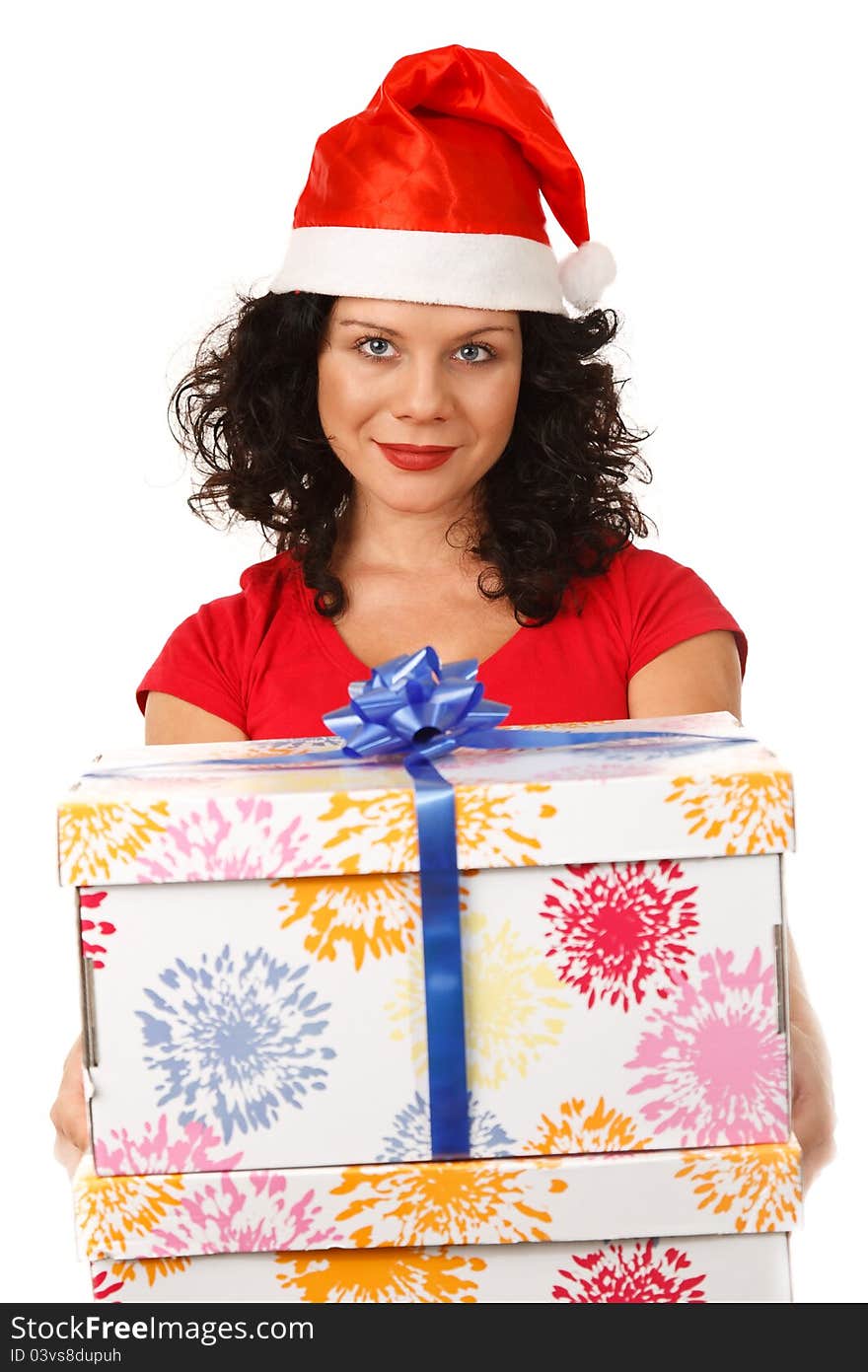 Christmas girl portrait-isolated on white background