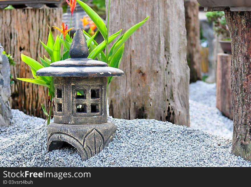 Stone lantern in Japanese garden