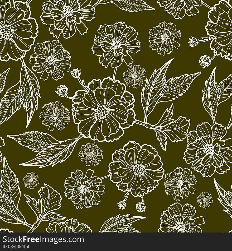 Vector seamless floral pattern (from my big Floral collection)