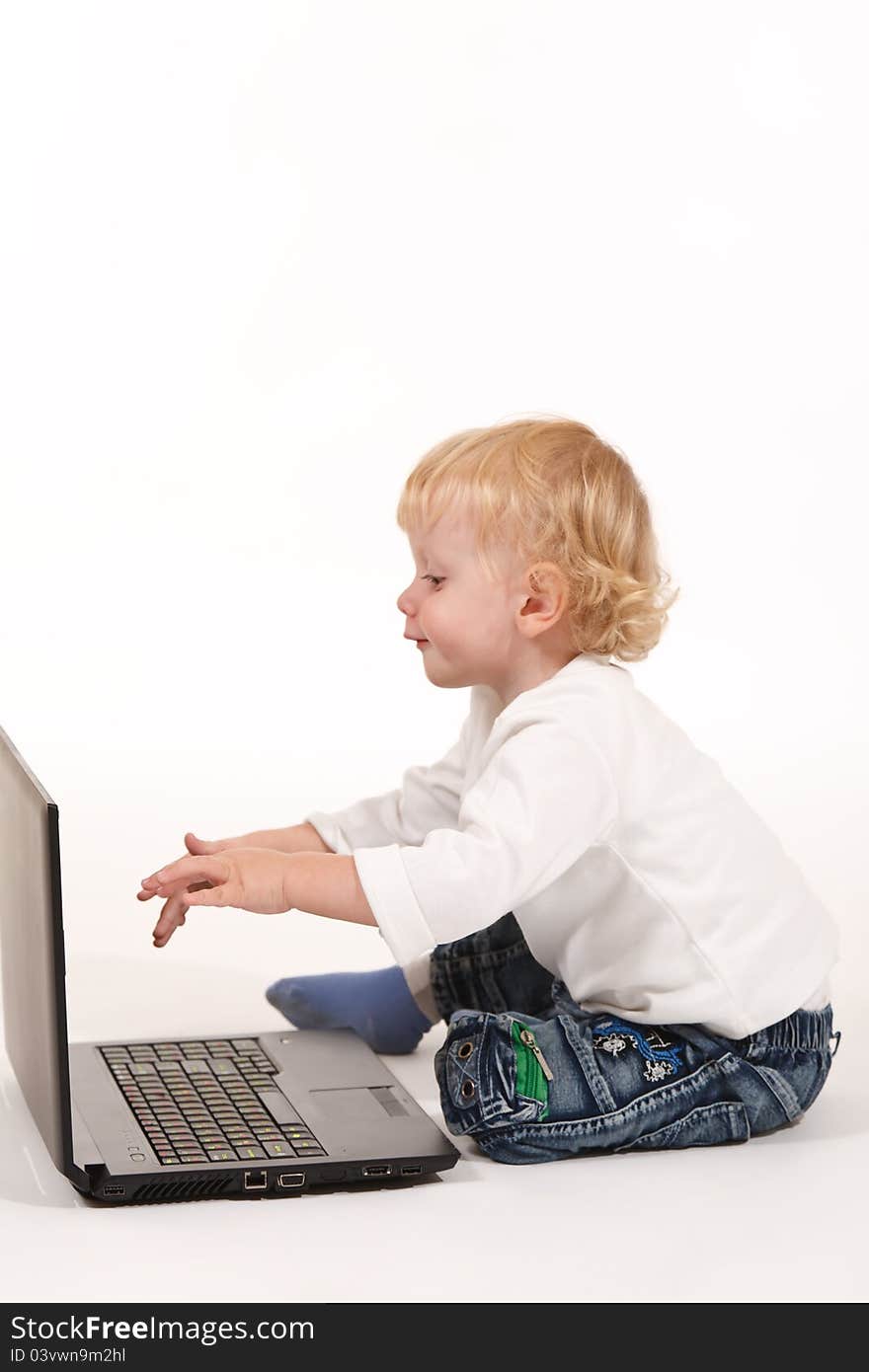 Little 2 years old Boy with Laptop. Little 2 years old Boy with Laptop.