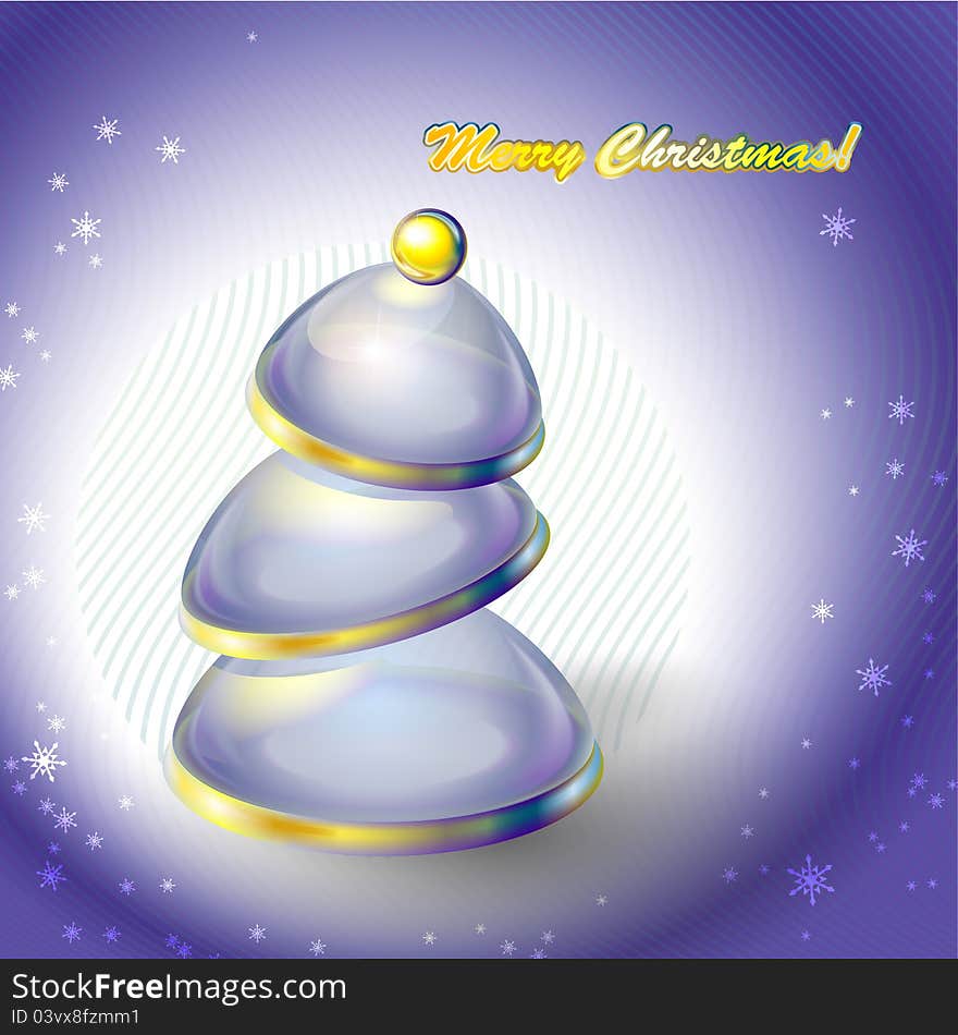 Abstract glass Christmas tree with gold. Abstract glass Christmas tree with gold