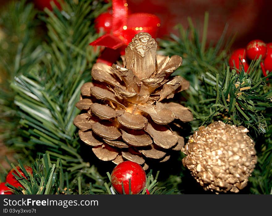 Christmas Decoration tree with a red ribbon