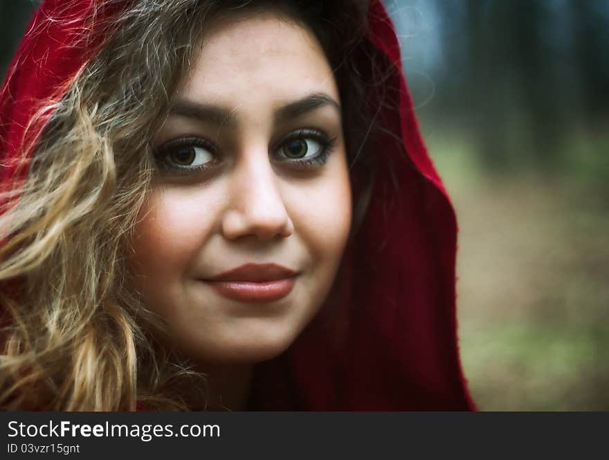 Beautiful Girl With Red Scarf