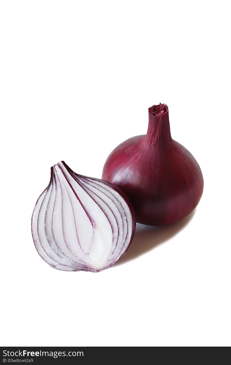 Red sweet onion  on a white