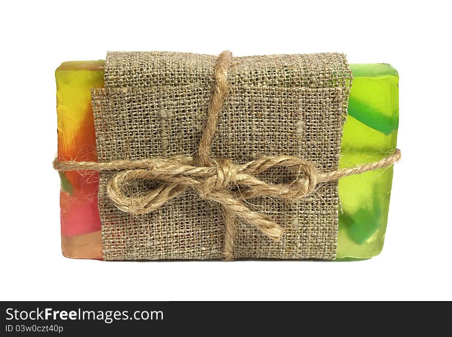 Handmade soap isolated on a white background