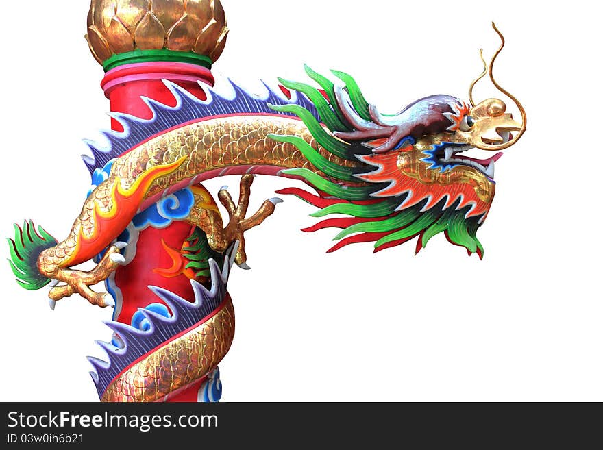 Golden Dragon, on a white background with Clipping Part