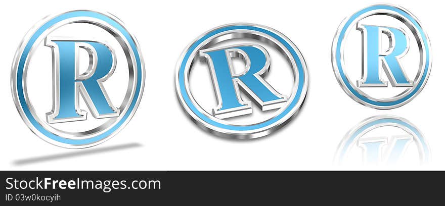 Shiny Metallic Registered Trademark Symbols