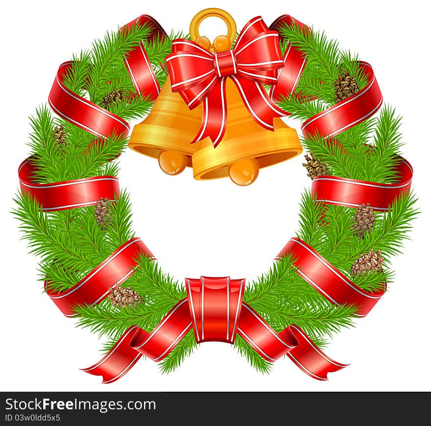 Christmas Pine Wreath With Bells