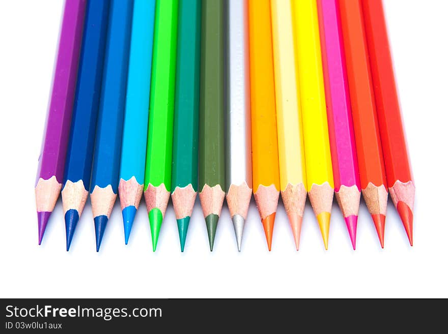 Set of color pencil isolated on white background. Set of color pencil isolated on white background