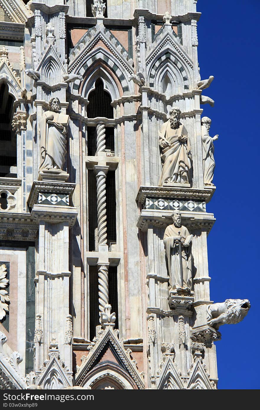 A view of fasade of Cathedral in Siena. A view of fasade of Cathedral in Siena