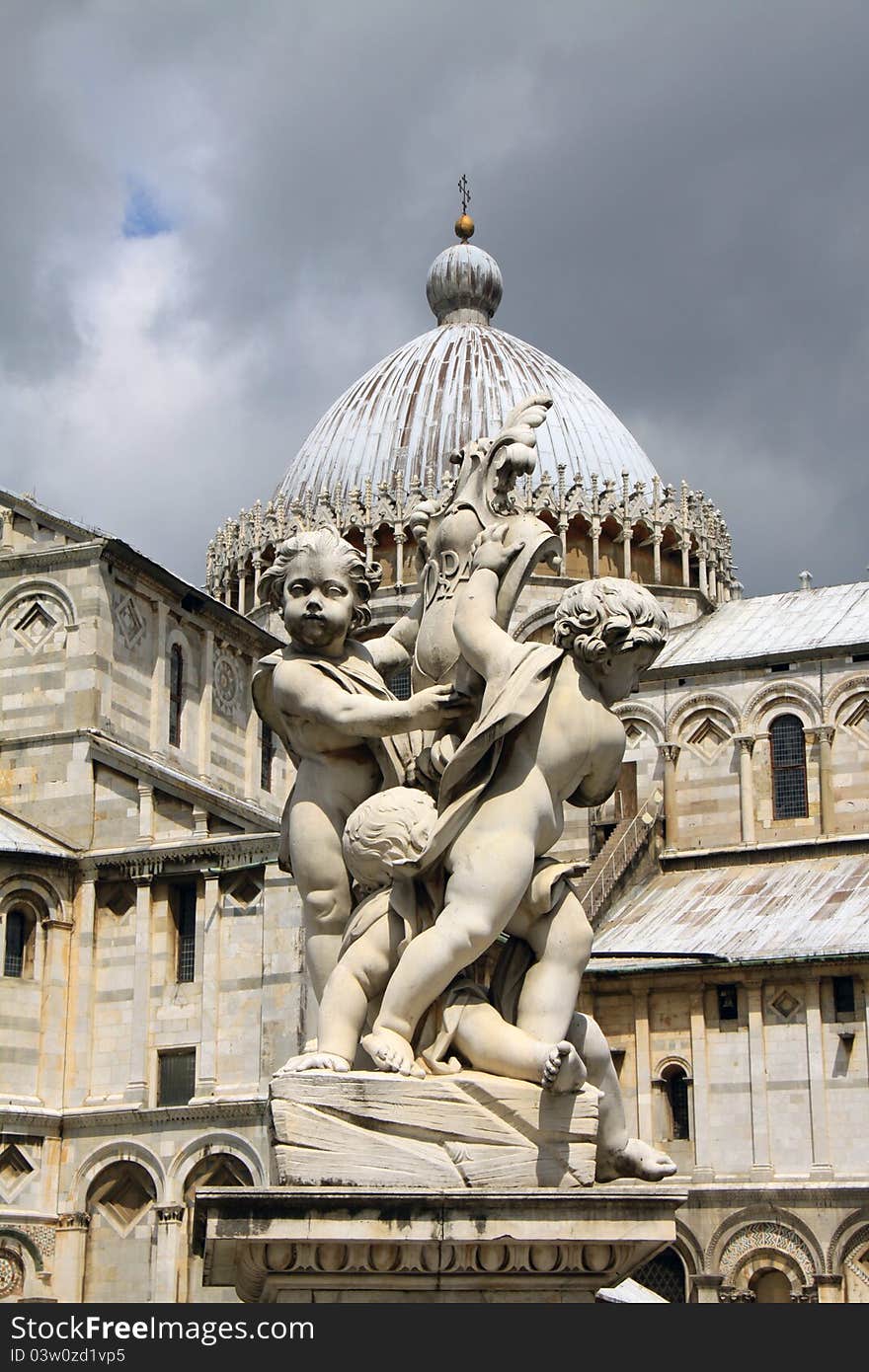 A Fountain at Piazza Dei Miracoli in Piza. A Fountain at Piazza Dei Miracoli in Piza