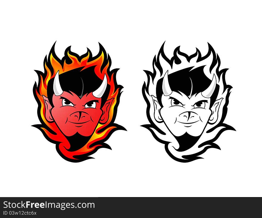 DEVIL / DEMON MASCOT WITH FIRE