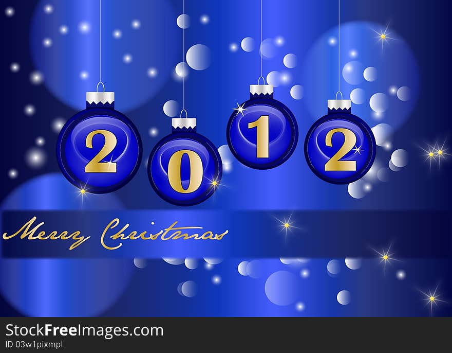 Abstract background in blue New Year and Merry Christmas with balls. Abstract background in blue New Year and Merry Christmas with balls