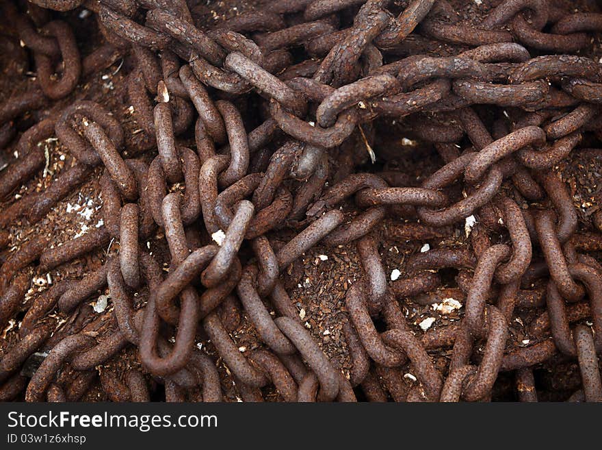 Rusty chains in one shipyard in Europe. Rusty chains in one shipyard in Europe