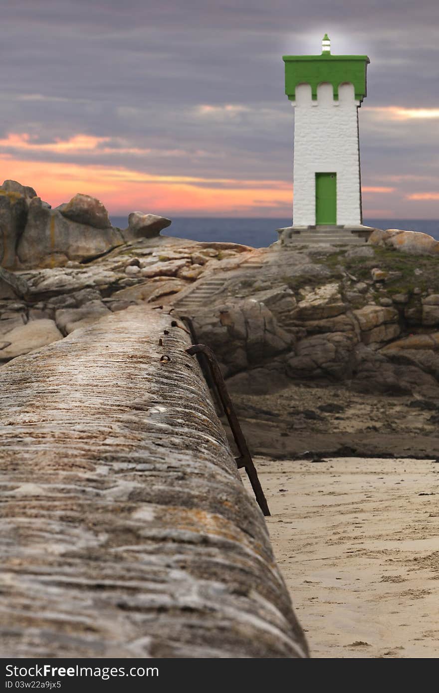 Sign house (lighthouse) on a stromy day, France, Atlantic ocean. Sign house (lighthouse) on a stromy day, France, Atlantic ocean.