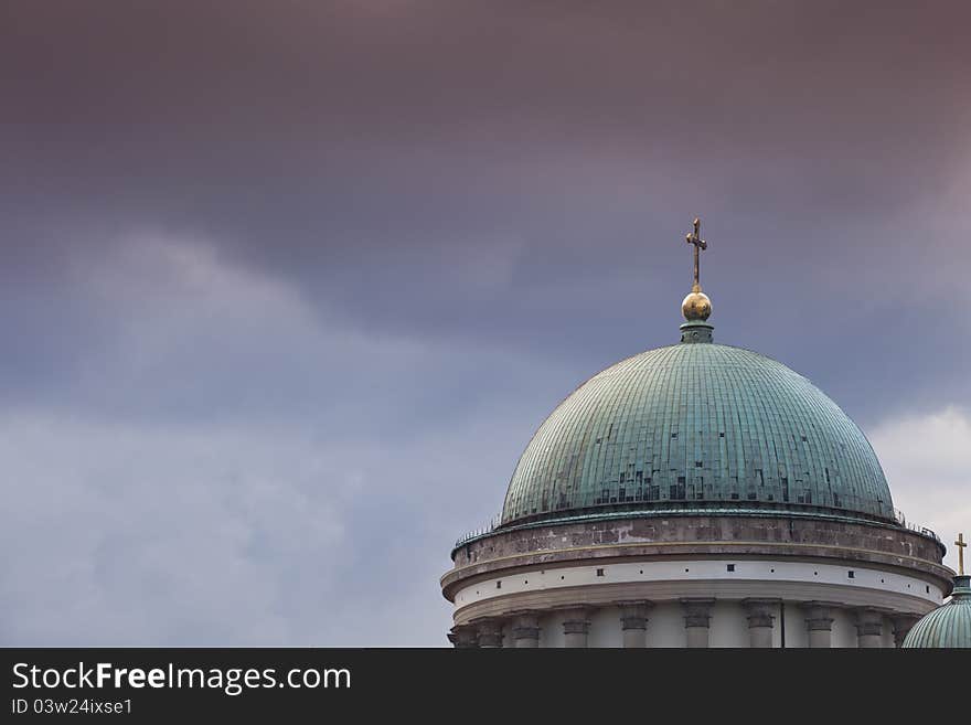 Top of the dome of the famous cathedral in Hungary. Top of the dome of the famous cathedral in Hungary.