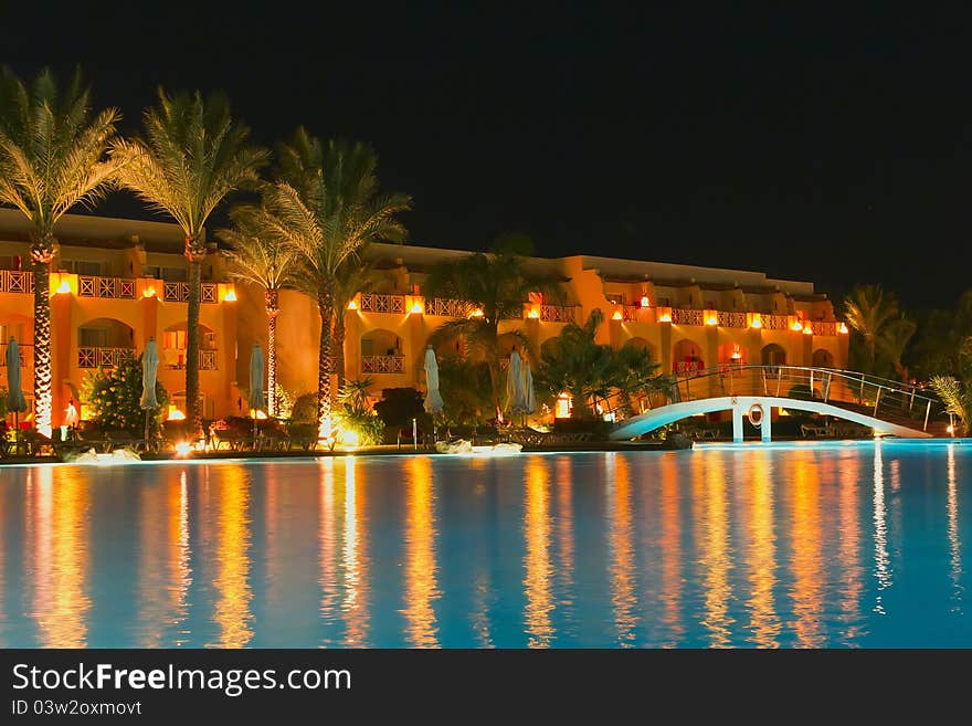 Night Pool Side Of Resort