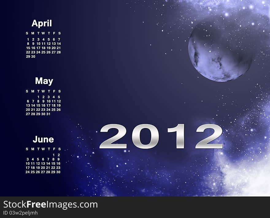 Calendar 2012 with beautiful universe background