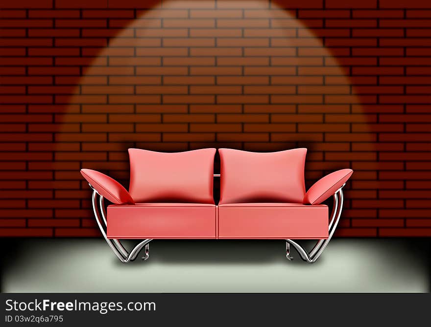 Sofa living room and brick walls