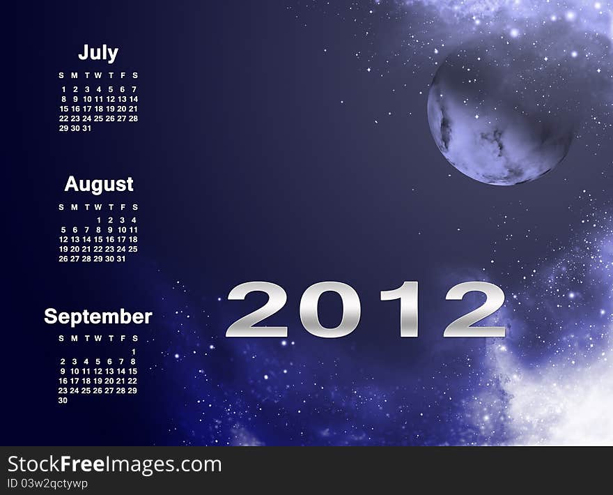 Calendar 2012 with beautiful universe background