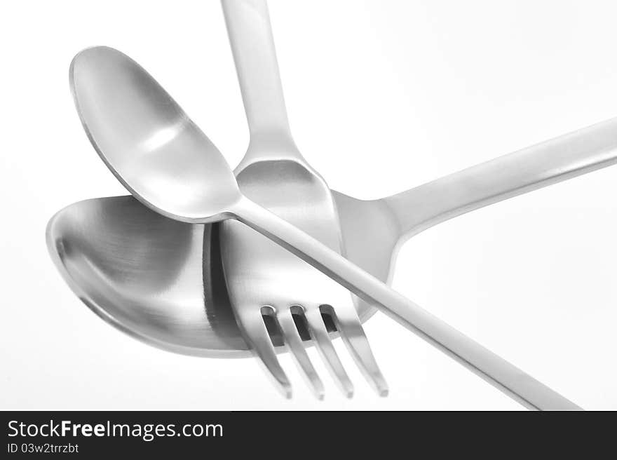 Fork and spoon isolated on white background