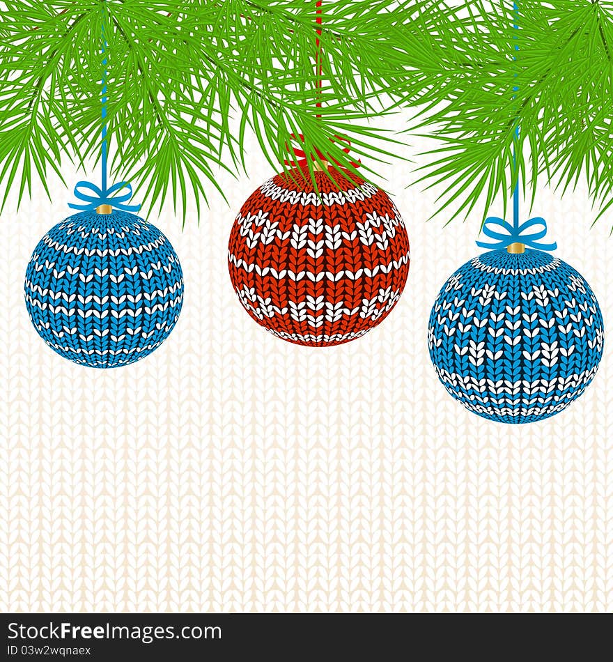 Christmas Background with Knitted Balls. Christmas Background with Knitted Balls