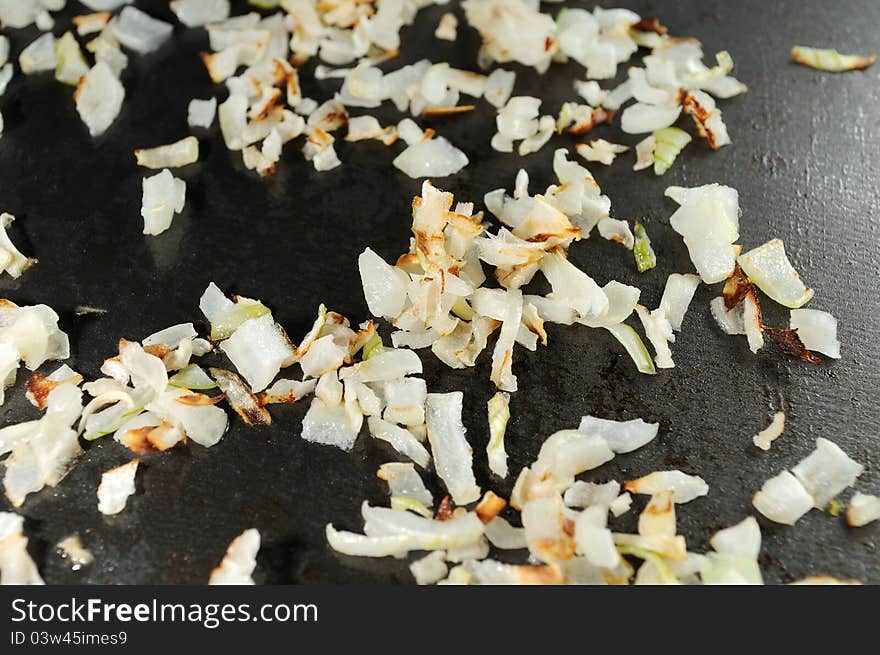 Chopped Onion on Frying Pan