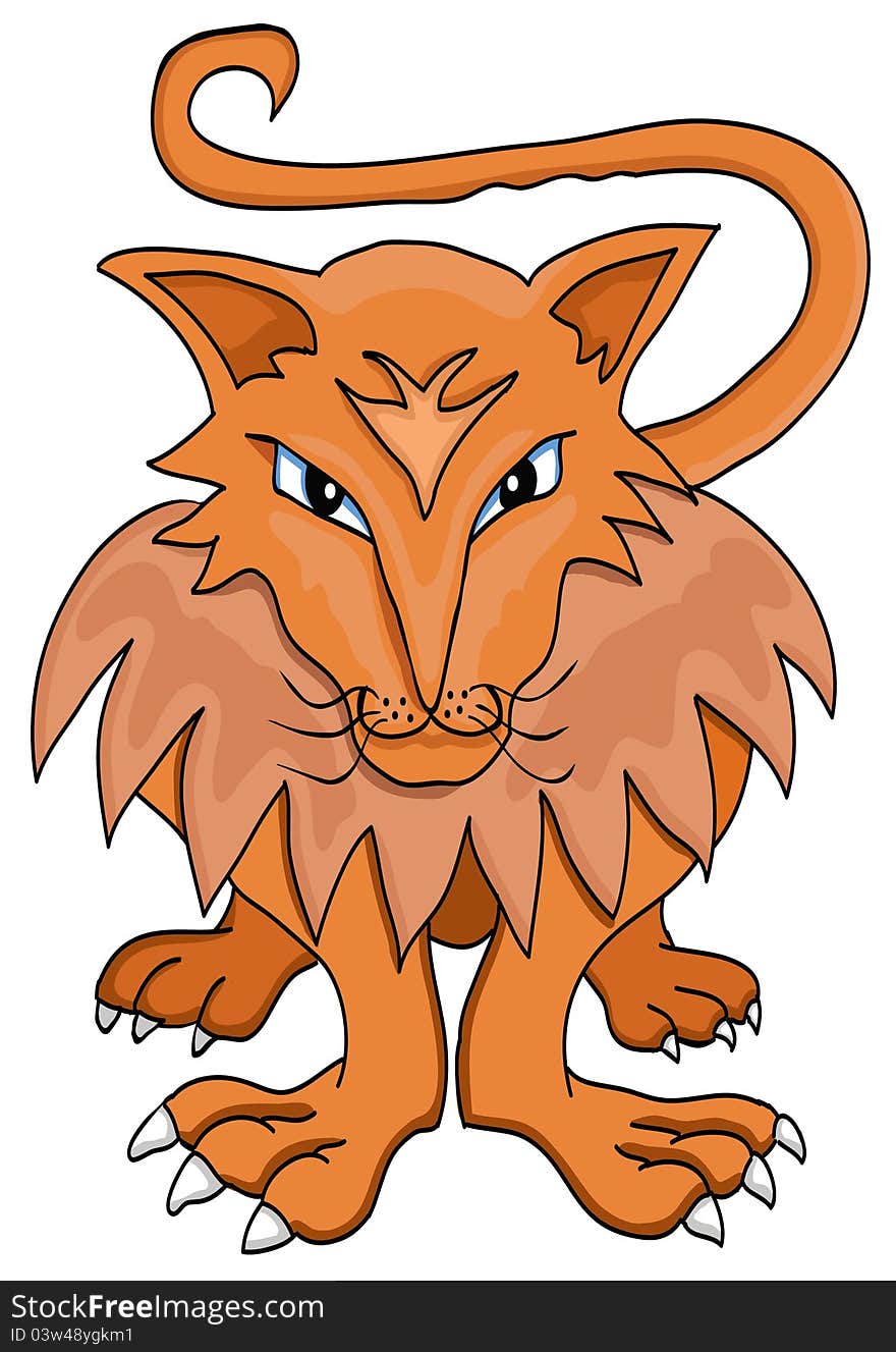 Illustration of a lion with vector art (eps.).