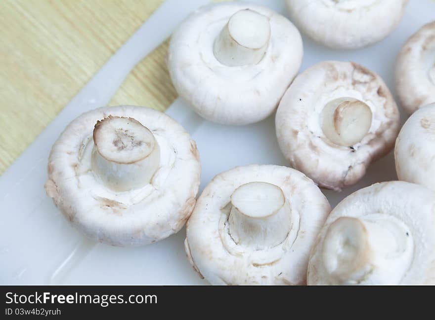 Mushrooms on the counter ready for cutting